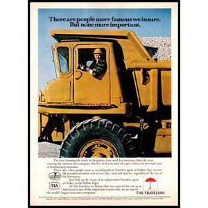 1981 The Travelers Insurance Company Vintage Print Ad Mining Dump Truck Wall Art